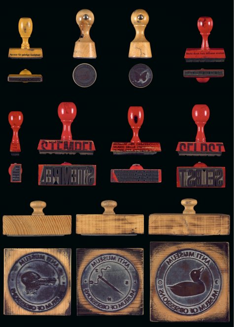 Stamps from Harald Szeemann’s office and archive at the Fabbrica Rosa, Maggia, Switzerland, approx. 1970-1974