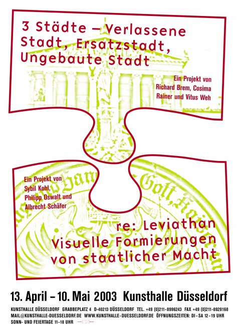 re: Leviathan. Visuelle Formierungen von staatlicher Macht
Richard Brem, Cosima Rainer, Vitus Weh
13.4. – 10.5.2003