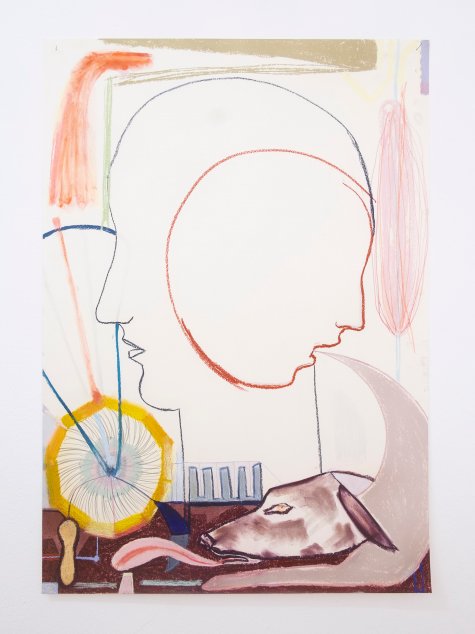 Eine Zeichnung der Künstlerin Ilse Henin, die in zarten Strichen das Profil eines Gesichts andeutet