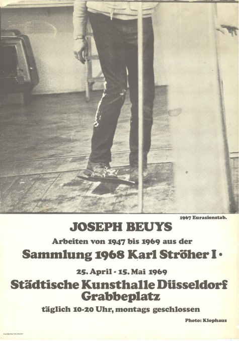 25.4.-15.5. (I) Beuys. Deutscher Beitrag; 22.5.-12.6. (II) Pop-art. Amerikanischer Beitrag und andere
Sammlung Karl Ströher
25.4. – 12.6.1969
