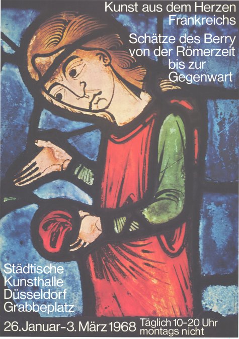 Kunst des Berry von der Römerzeit bis zur Gegenwart. Eine Ausstellung des Deutschen Kunstrates
Coeur de France (Kunst aus dem Herzen Frankreichs)
26.1. – 3.3.1968