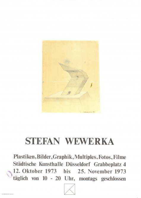 Plastiken, Bilder, Graphik, Multiples, Fotos, Filme
Stefan Wewerka
12.10. – 25.11.1973