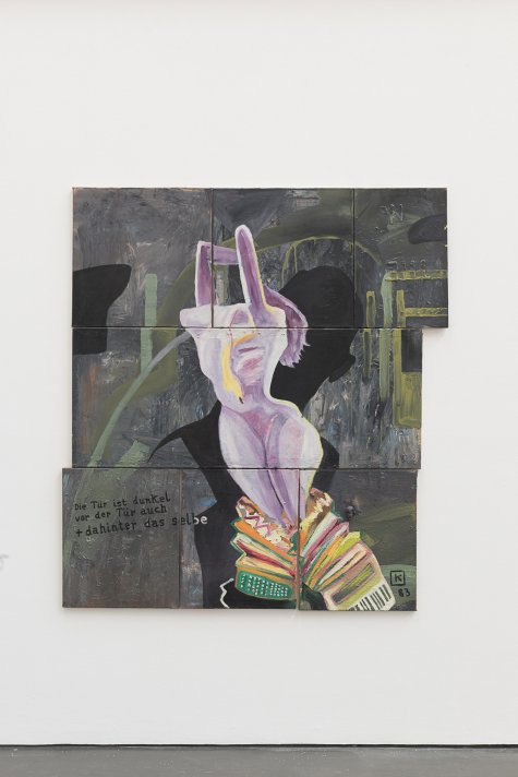 Martin Kippenberger
Martin guckt durchs Schlüsselloch, 1983
Öl auf Leinwand (7 Teile), 180 × 160 cm
Privatsammlung
© Estate Martin Kippenberger, Galerie Gisela Capitain, Cologne