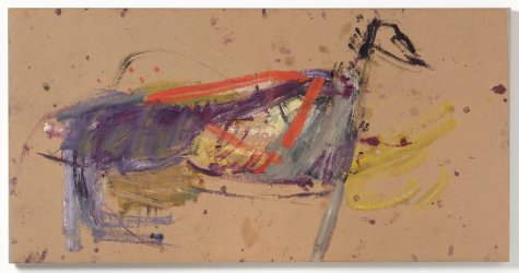 Martha Jungwirth
Das Dackelpferd im Circus Busch, 2021
Oil on paper on canvas, 90,3 × 179 cm
Collection Thaddaeus Ropac Salzburg
© VG Bild-Kunst, Bonn 2022, Photo: Ulrich Ghezzi