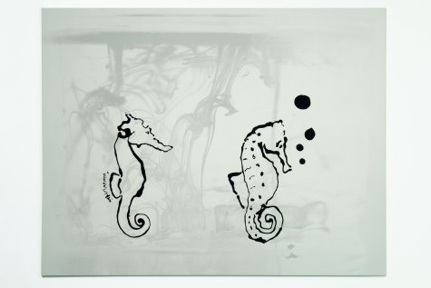 Marijke van Warmerdam
Dream machine‘s sea-horses, 2007
Acrylic paint, inkjet printing on canvas
200 × 258 mm
Collection Galerie van Gelder, Amsterdam